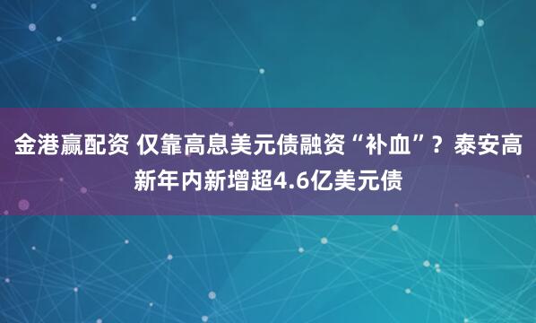 金港赢配资 仅靠高息美元债融资“补血”？泰安高新年内新增超4.6亿美元债